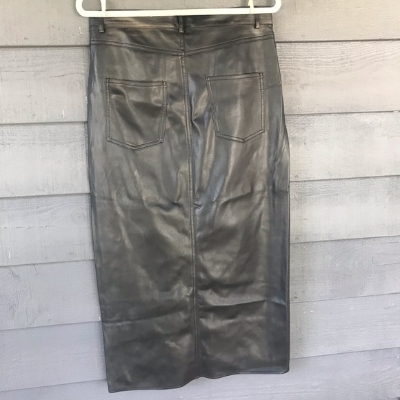 Zara Black Vegan Leather Maxi Skirt EUC size L - Picture 2 of 9